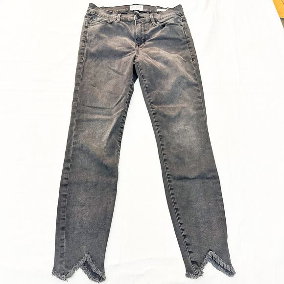 Frame Le Skinny de Jeanne Crop Charcoal Raw Hem Denim Jeans Tull Size 28 - Picture 2 of 8